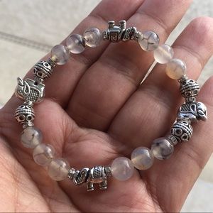 Good Luck Smoke & Silver elephant bracelet
